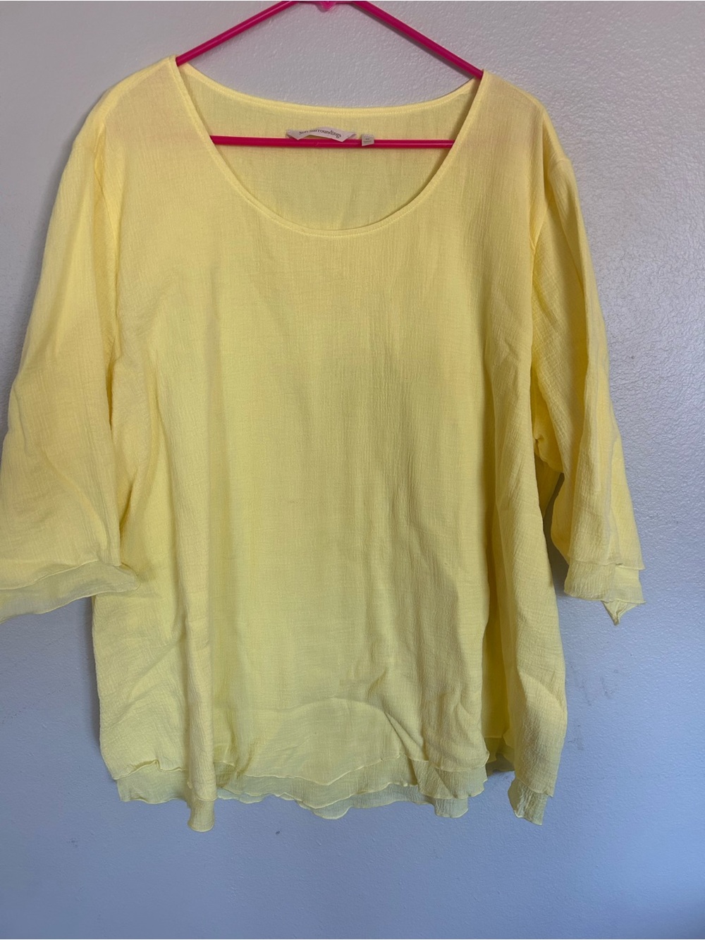 Soft Surroundings Spring Yellow Flowy Top Gauze Women 3X